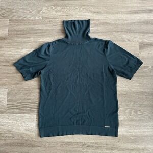 Anne Klein Short Sleeve Mock Neck Sweater Women's Large Green Pullover